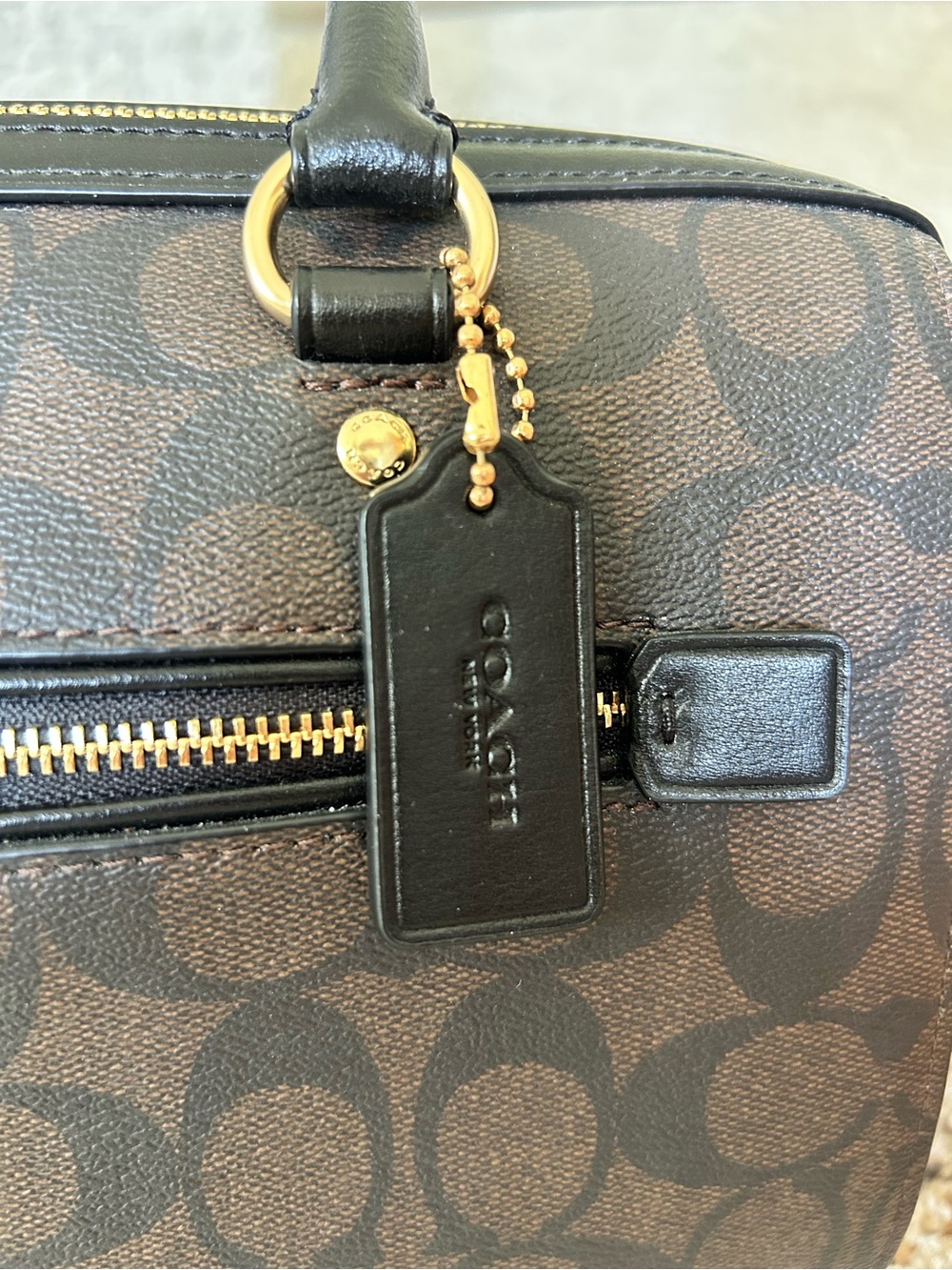 Inspired Canvas Satchel with Wallet & wristlet - Brown & Black - Picture 7 of 12